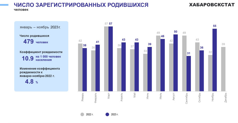 Демографические показатели Чукотского автономного округа за январь-ноябрь 2023